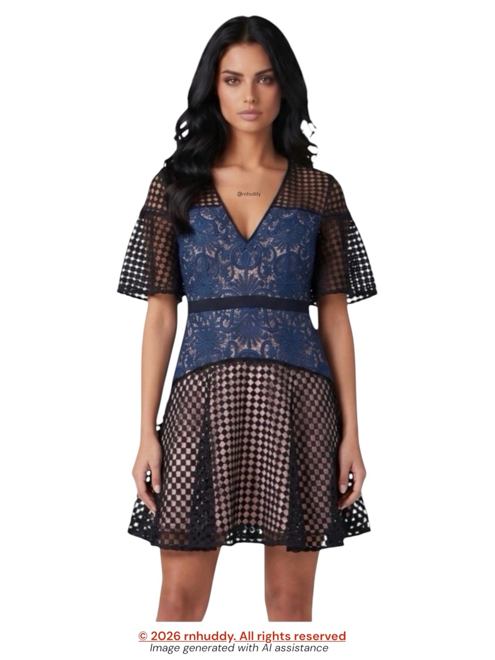 NWT StyleStalker size 2 navy plunge lace dress